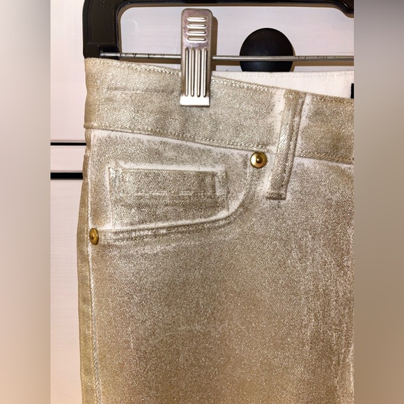 NWT Badgley Mischka X Parker Smith - Gold Mid-Rise Skinny LIMITED EDITION - Picture 12 of 14